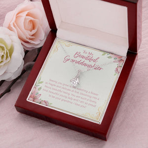 "Like Watching A Flower" Beautiful Granddaughter Necklace Gift From Grandpa Grandma Alluring Beauty Pendant Jewelry Box Birthday Christmas Graduation Thanksgiving