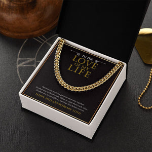 "Another Year To Create" Husband Love Of My Life 14th Wedding Anniversary Necklace Gift From Wife Cuban Link Chain Jewelry Box