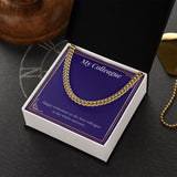 "The Best In The Whole Universe" Colleague Retirement Necklace Gift From Co-worker Cuban Link Chain Jewelry Box