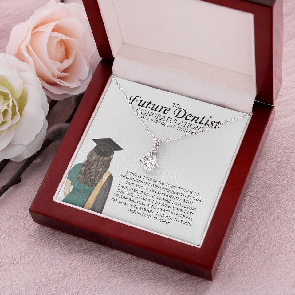 "Move Boldly" Future Dentist Graduation Necklace Gift From Mom Dad Grandpa Grandma Teacher Bestfriend Alluring Beauty Pendant Jewelry Box