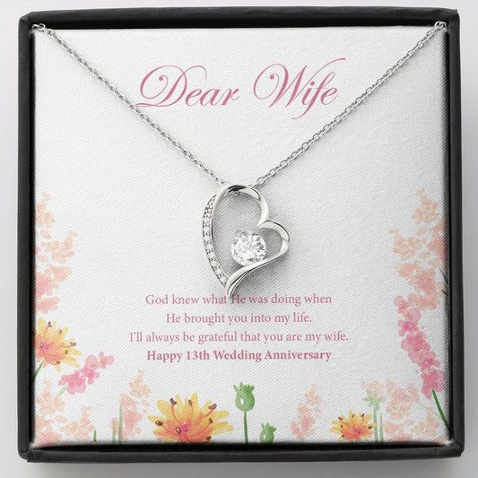 "God Knew" Wife 13th Wedding Anniversary Necklace Gift From Husband Forever Love Pendant Jewelry Box