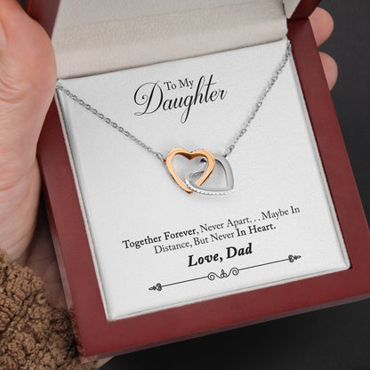 Interlocking Hearts Necklace- To My Daughter Everlasting Bond Cowgirl In Your Heart Together Forever Gift For Birthday, Christmas