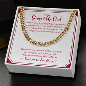 "Count as Real" Stepped Up Dad Necklace Gift From Daughter Son Cuban Link Chain Jewelry Box Fathers Day Birthday Christmas Valentines