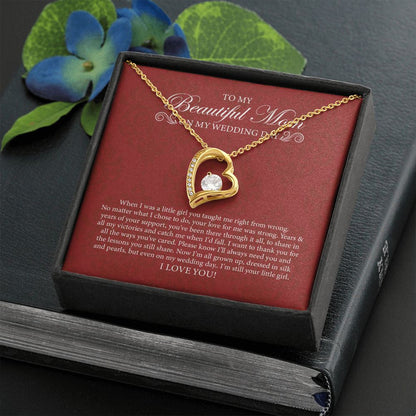 "Dressed In Silk And Pearls" Beautiful Mom of the Bride Wedding Day Necklace Gift From Daughter Forever Love Pendant Jewelry Box