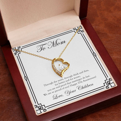 "Marriage Do Last" Mom 17th Wedding Anniversary Necklace Gift From Daughter Son Forever Love Pendant Jewelry Box