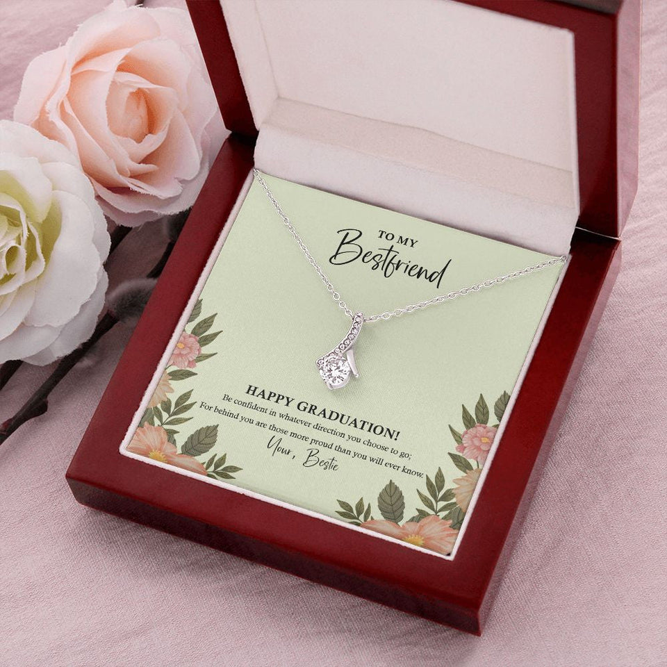 "Be Confident" Bestfriend Graduation Necklace Gift From BFF Friend Soul Sister Bestie Alluring Beauty Pendant Jewelry Box