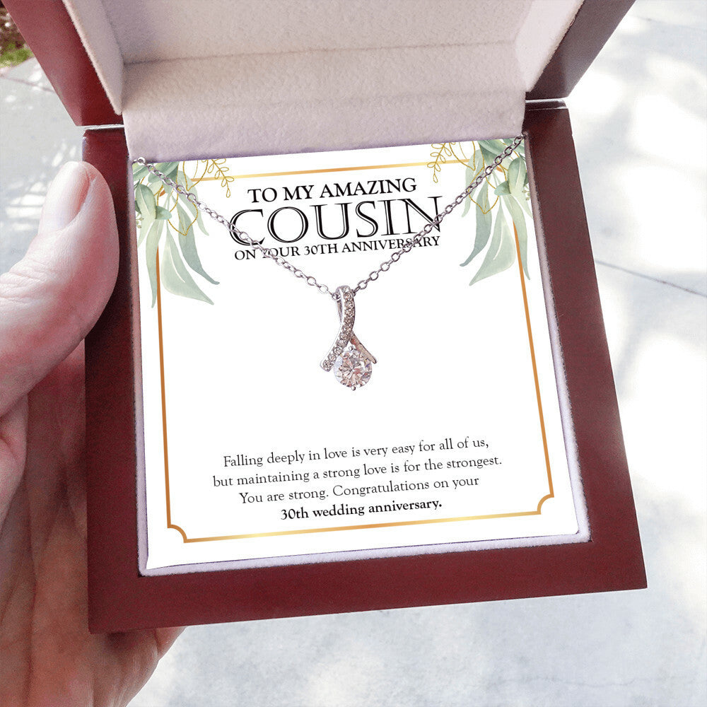 "Strong Love For The Strongest" Amazing Cousin 30th Wedding Anniversary Necklace Gift Alluring Beauty Pendant Jewelry Box