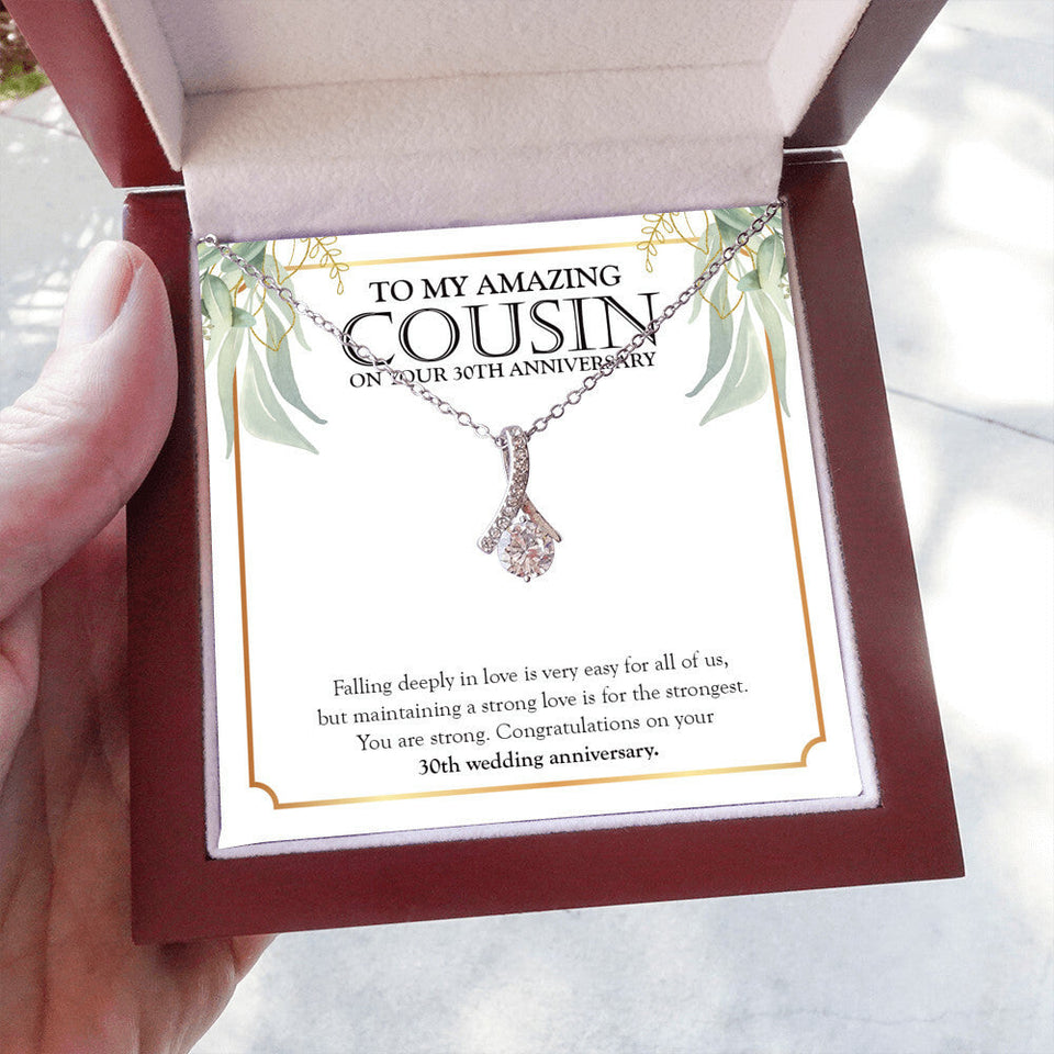 "Strong Love For The Strongest" Amazing Cousin 30th Wedding Anniversary Necklace Gift Alluring Beauty Pendant Jewelry Box