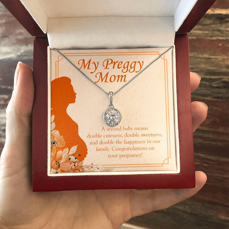 "A Double Cuteness" Preggy Mom Necklace Gift From Daughter Son Eternal Hope Pendant Jewelry Box Baby Shower Pregnancy Announcement
