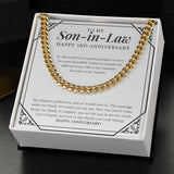"In Completely Different Ways" Son-In-Law 3rd Wedding Anniversary Necklace Gift From Mother-In-Law Father-In-Law Cuban Link Chain Jewelry Box