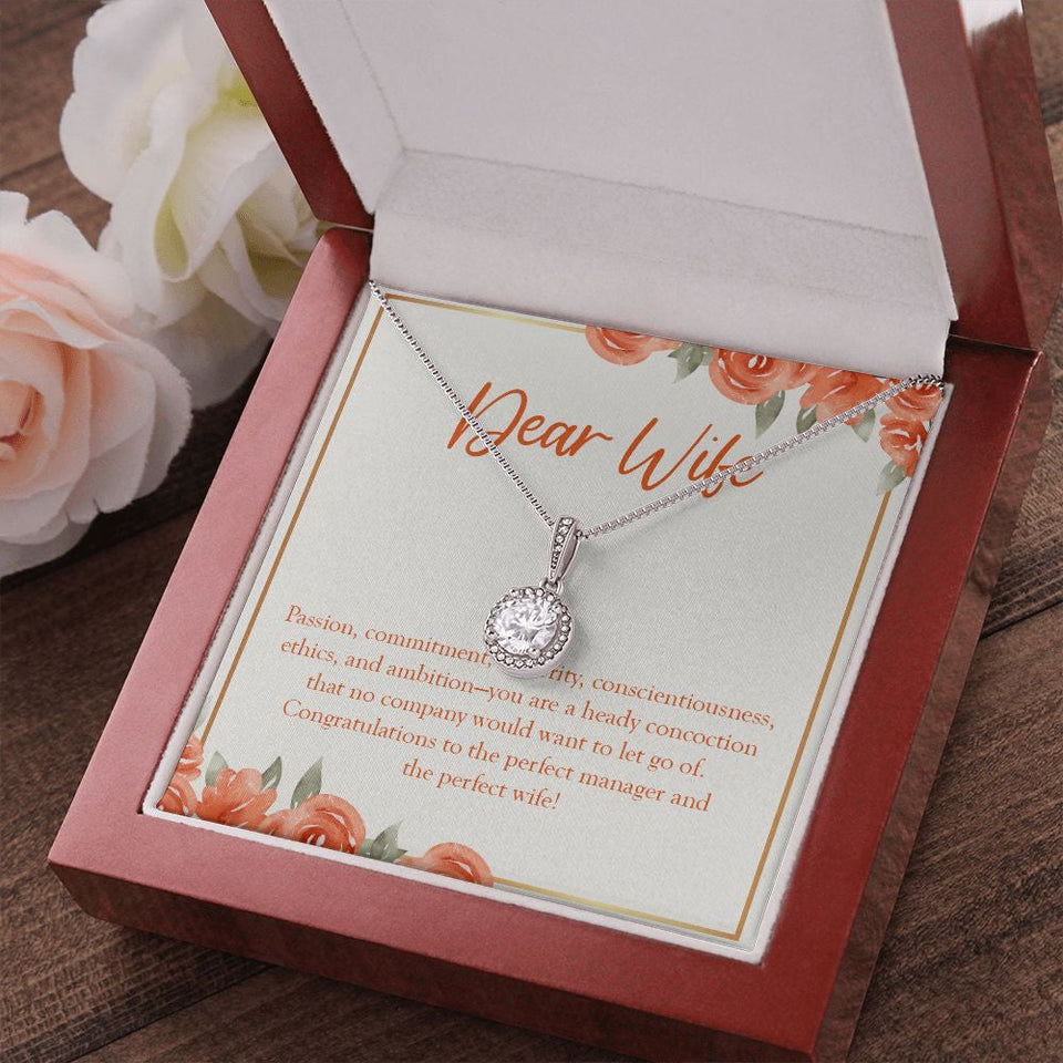 "Passion, Commitment, And Sincerity" Wife Job Promotion Necklace Gift From Husband Eternal Hope Pendant Jewelry Box