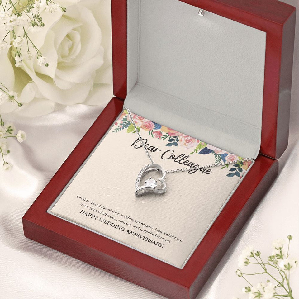 "More Years Of Affection" Colleague Wedding Anniversary Necklace Gift From Co-worker Forever Love Pendant Jewelry Box