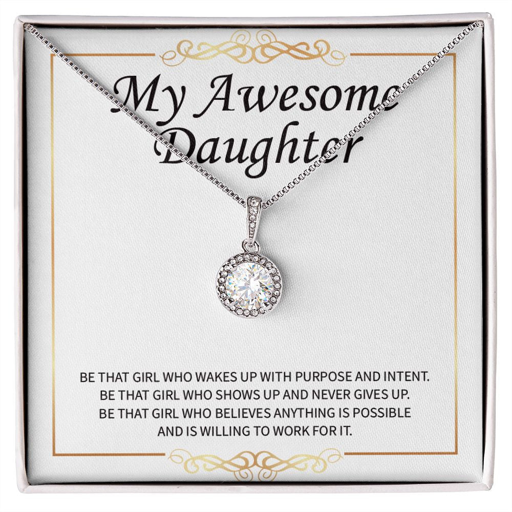 "With Purpose And Intent" Awesome Daughter Necklace Gift From Mom Dad Eternal Hope Pendant Jewelry Box Birthday Christmas Graduation Engagement