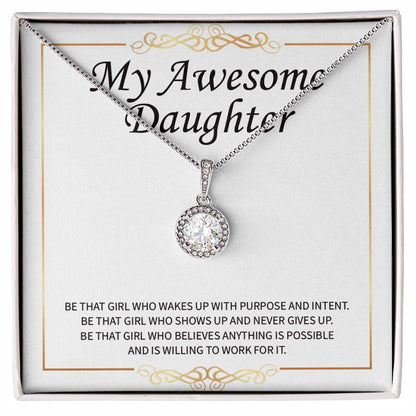 "With Purpose And Intent" Awesome Daughter Necklace Gift From Mom Dad Eternal Hope Pendant Jewelry Box Birthday Christmas Graduation Engagement
