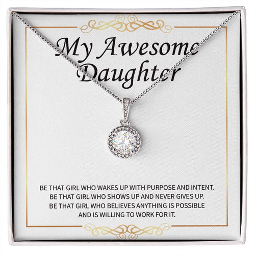"With Purpose And Intent" Awesome Daughter Necklace Gift From Mom Dad Eternal Hope Pendant Jewelry Box Birthday Christmas Graduation Engagement