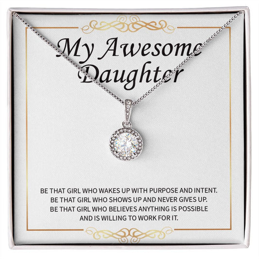 "With Purpose And Intent" Awesome Daughter Necklace Gift From Mom Dad Eternal Hope Pendant Jewelry Box Birthday Christmas Graduation Engagement