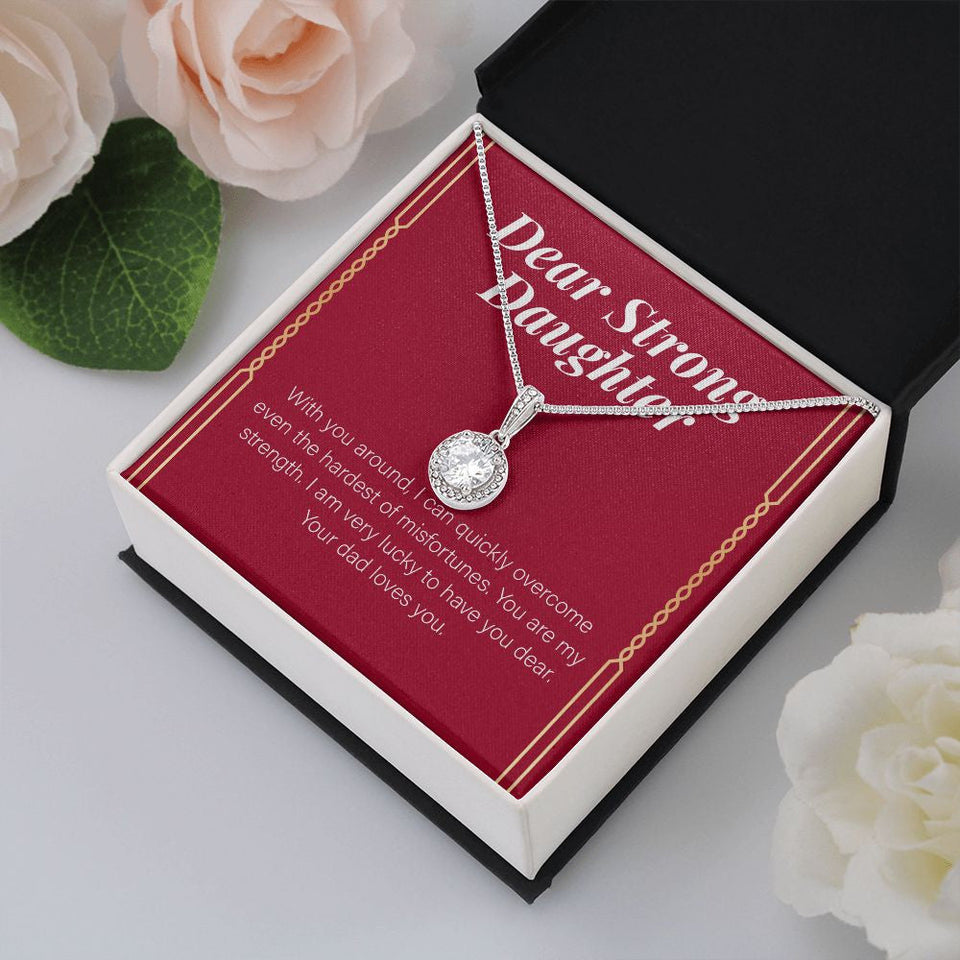 "You Are My Strength" Strong Daughter Necklace Gift From Mom Dad Eternal Hope Pendant Jewelry Box Birthday Christmas Wedding Graduation