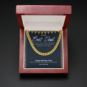 "The Best Moment" Best Dad Birthday Necklace Gift From Son Cuban Link Chain Jewelry Box