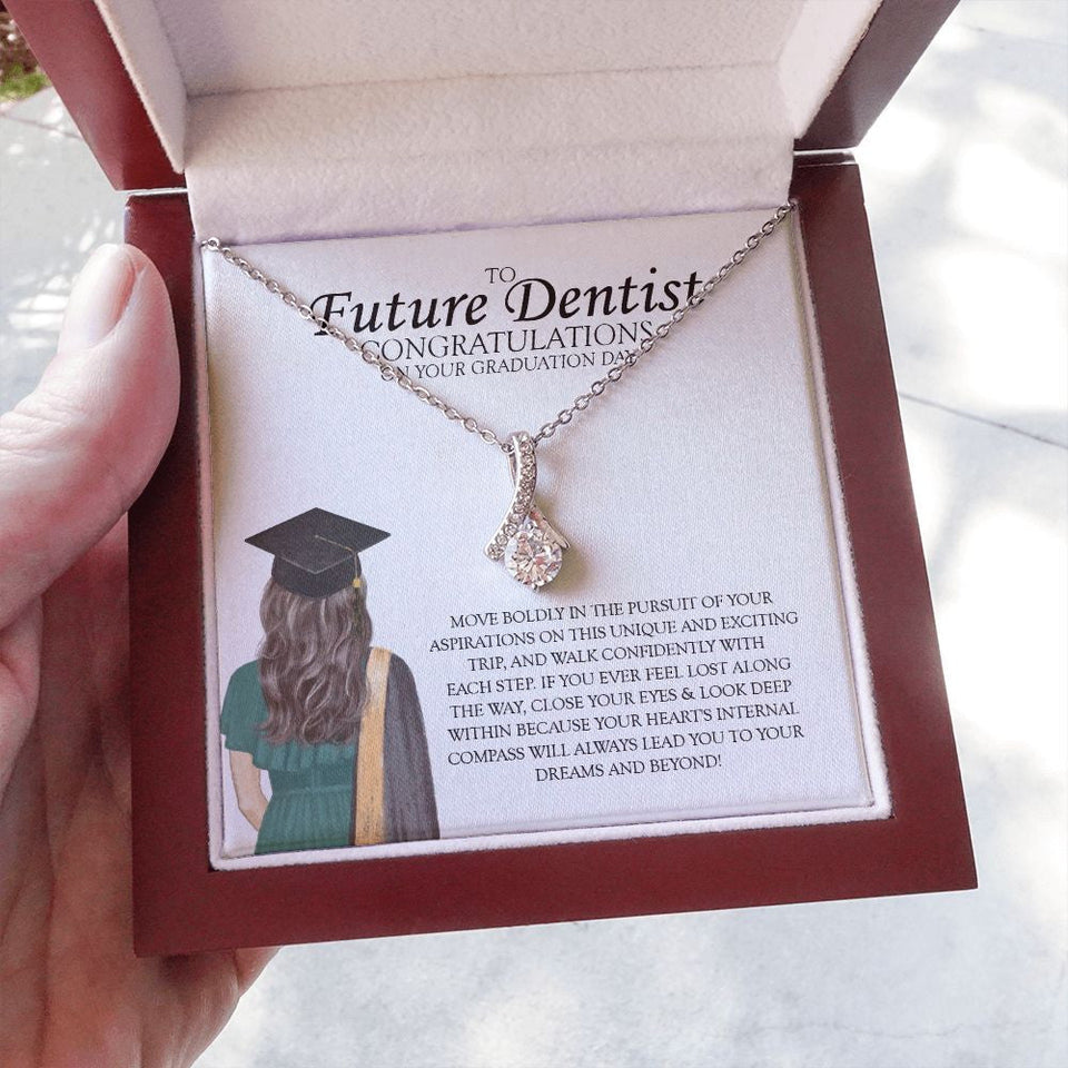 "Move Boldly" Future Dentist Graduation Necklace Gift From Mom Dad Grandpa Grandma Teacher Bestfriend Alluring Beauty Pendant Jewelry Box