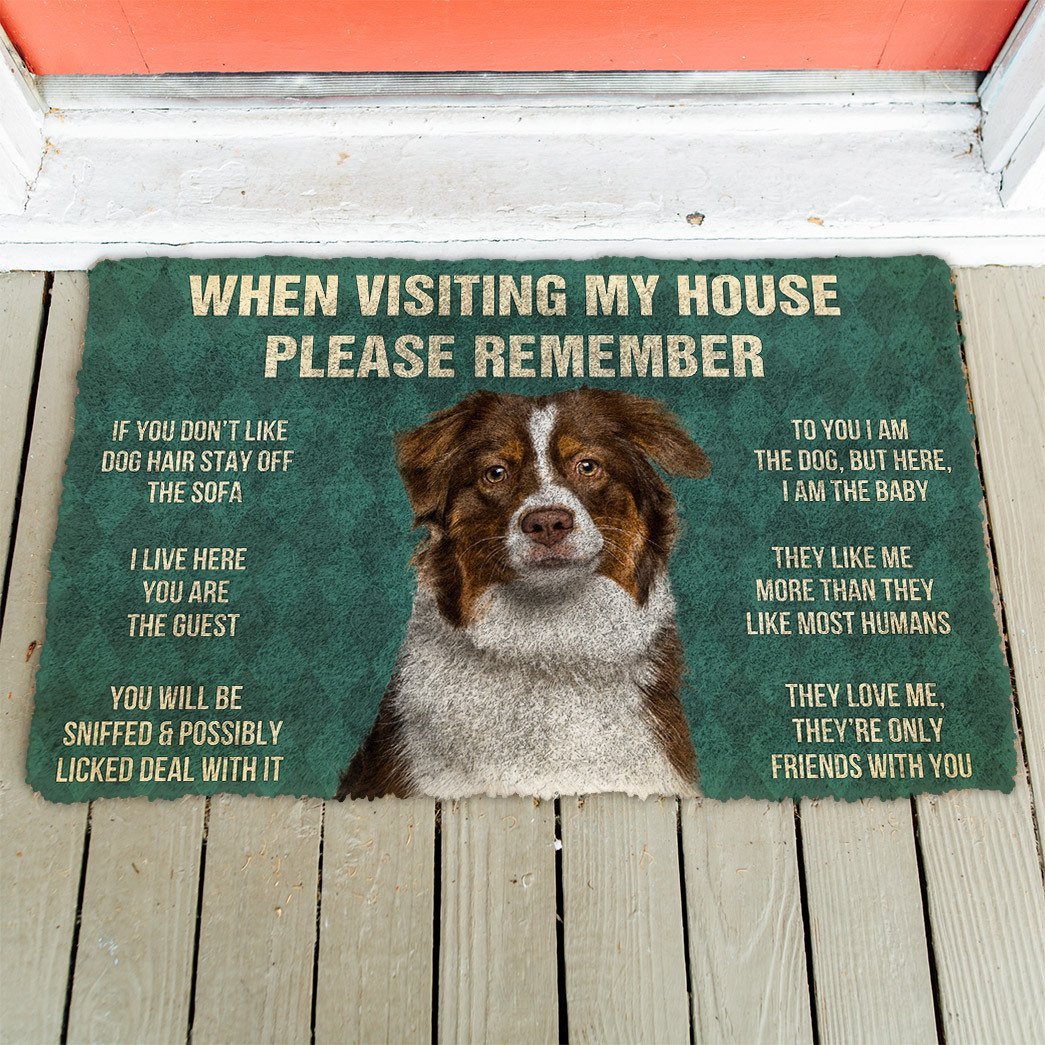 3D Please Remember Australian Shepherd Dogs House Rules Custom Doormat