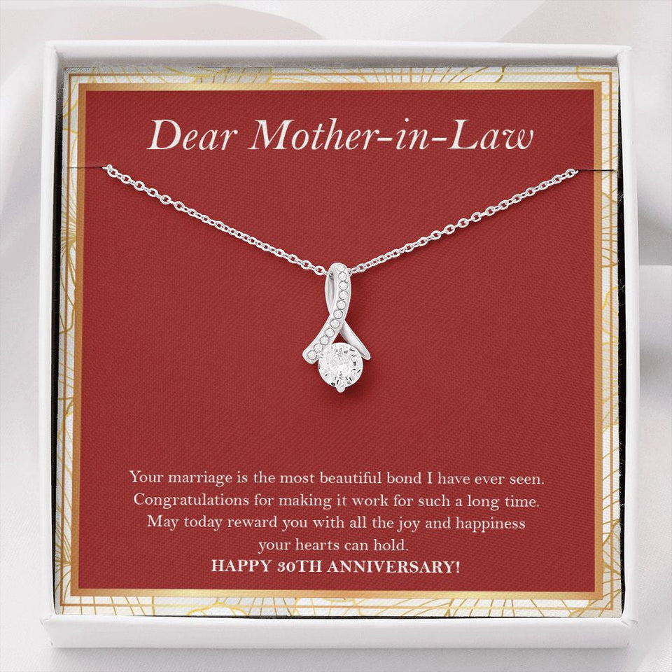 "Beautiful Bond I Have Seen" Dear Mother In Law 30th Wedding Anniversary Necklace Gift From Daughter-In-Law Son-In-Law Alluring Beauty Pendant Jewelry Box