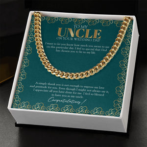 "God Has Chosen" Uncle Wedding Day Necklace Gift From Nephew Niece Cuban Link Chain Jewelry Box