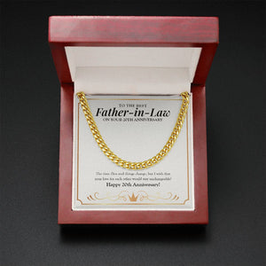 "Unchangeable Love" Best Father In Law 20th Wedding Anniversary Necklace Gift From Daughter-In-Law Son-In-Law Cuban Link Chain Jewelry Box