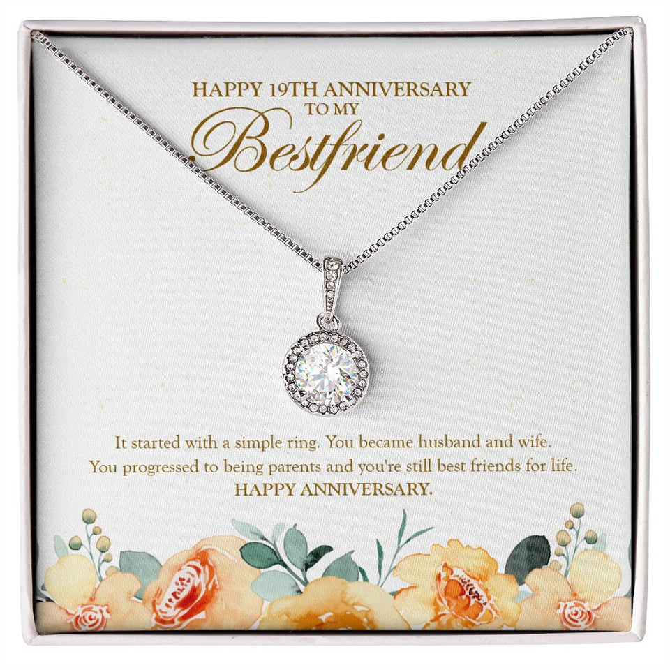 "With A Simple Ring" Bestfriend 19th Wedding Anniversary Necklace Gift From Bestie BFF Soul Sister Eternal Hope Pendant Jewelry Box