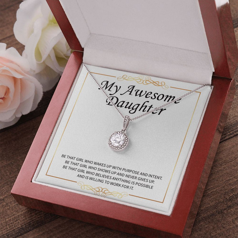 "With Purpose And Intent" Awesome Daughter Necklace Gift From Mom Dad Eternal Hope Pendant Jewelry Box Birthday Christmas Graduation Engagement
