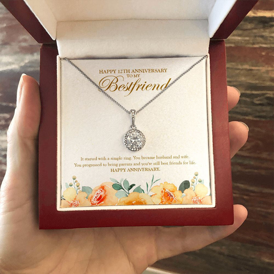 "A Simple Ring" Bestfriend 12th Wedding Anniversary Necklace Gift From Bestie BFF Soul Sister Eternal Hope Pendant Jewelry Box