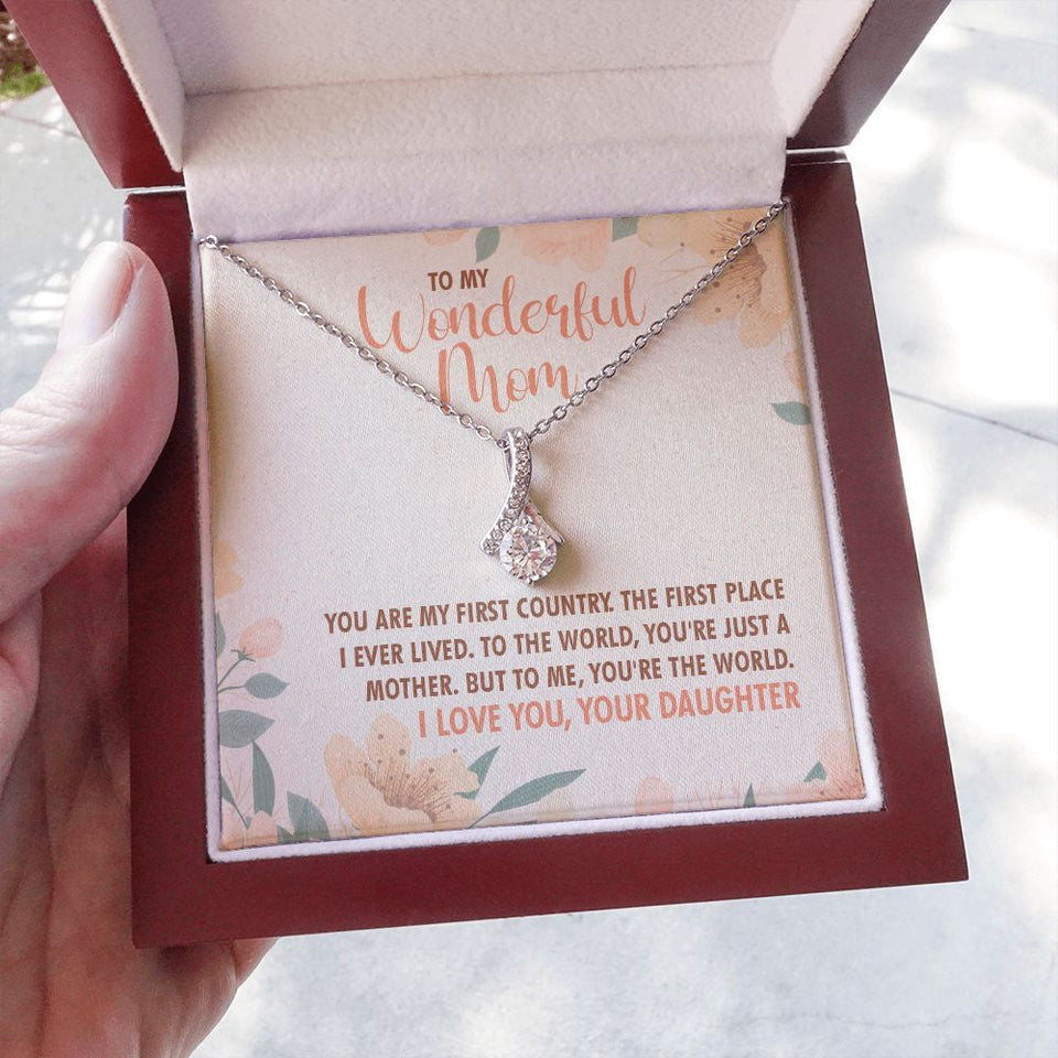 "You're the world" Wonderful Mom Necklace Gift From Son Daughter Alluring Beauty Pendant Jewelry Box Thanksgiving Birthday Christmas Mothers Day