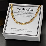 "We Are So Proud Of You" Son 5th Wedding Anniversary Necklace Gift From Mom Dad Parents Cuban Link Chain Jewelry Box