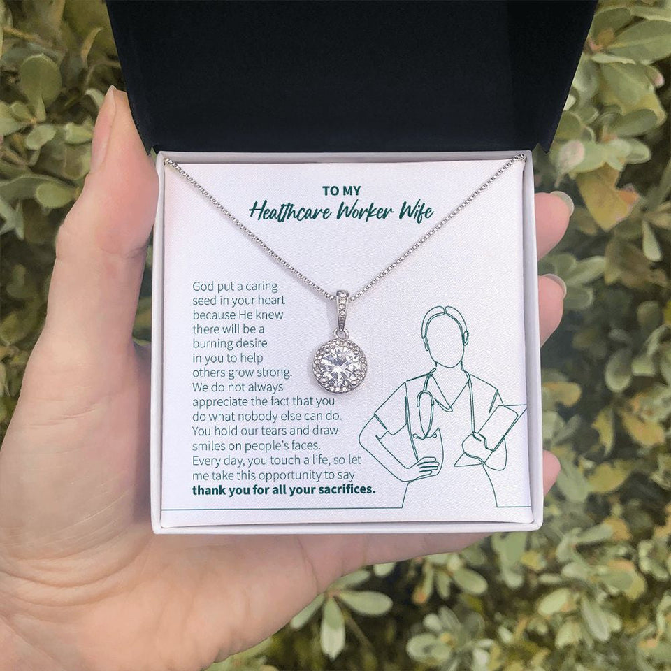 "Caring Seed In Your Heart" Healthcare Worker Wife Necklace Gift From Husband Eternal Hope Pendant Jewelry Box Thanksgiving Christmas Birthday New Year