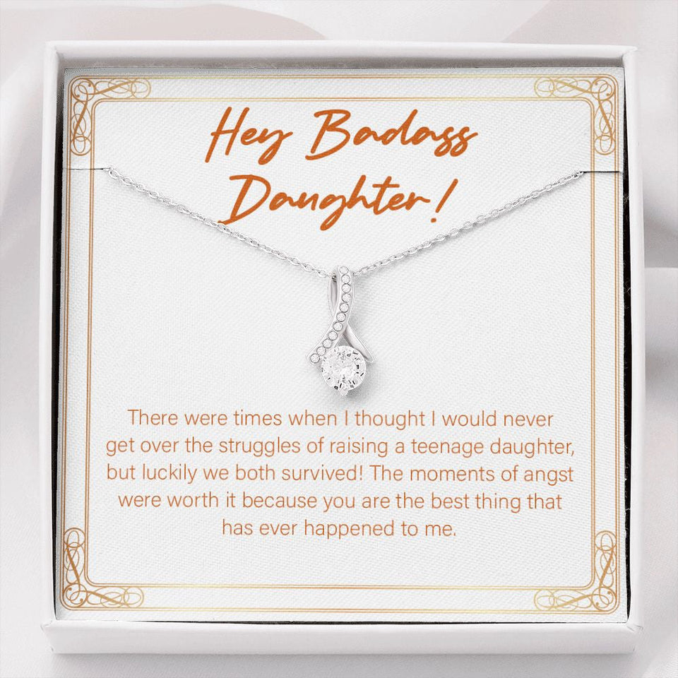 "Best Thing That Happened" Badass Daughter Necklace Gift From Mom Dad Alluring Beauty Pendant Jewelry Box Birthday Graduation Christmas New Year