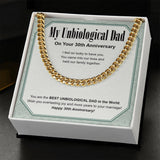 "So Lucky To Have You" Unbiological Dad 30th Wedding Anniversary Necklace Gift From Daughter Son Cuban Link Chain Jewelry Box