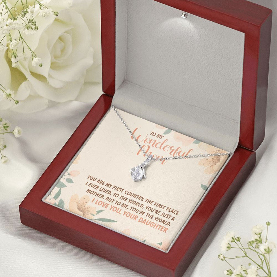 "You're the world" Wonderful Mom Necklace Gift From Son Daughter Alluring Beauty Pendant Jewelry Box Thanksgiving Birthday Christmas Mothers Day