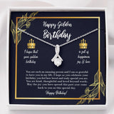 "Happiness, Joy, and Love" Golden Birthday Necklace Gift From Daughter Son Friends Co-Worker Alluring Beauty Pendant Jewelry Box