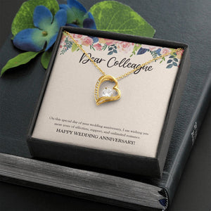 "More Years Of Affection" Colleague Wedding Anniversary Necklace Gift From Co-worker Forever Love Pendant Jewelry Box