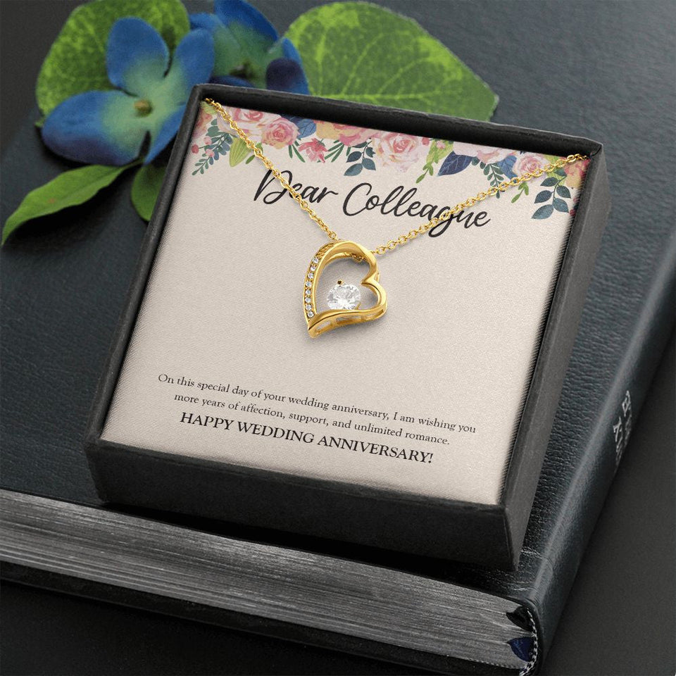"More Years Of Affection" Colleague Wedding Anniversary Necklace Gift From Co-worker Forever Love Pendant Jewelry Box