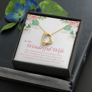 "Knocked Out Of My Senses" Wonderful Wife Necklace Gift From Husband Forever Love Pendant Jewelry Box Christmas Birthday Valentines Anniversary