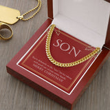 "On The Nice List" Son Christmas Necklace Gift From Mom Dad Cuban Link Chain Jewelry Box