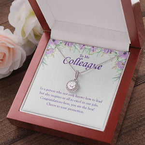 "Inspire Us To Excel In Our Jobs" Colleague Job Promotion Necklace Gift From Co-worker Friend Eternal Hope Pendant Jewelry Box