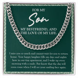 "Your Smiling Face Again" Long-Distance Son Necklace Gift From Mom Dad Cuban Link Chain Jewelry Box Birthday Christmas Thanksgiving Graduation