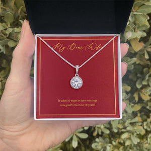 "Marriage Into Gold" Wife Golden Wedding Anniversary Necklace Gift From Husband Eternal Hope Pendant Jewelry Box