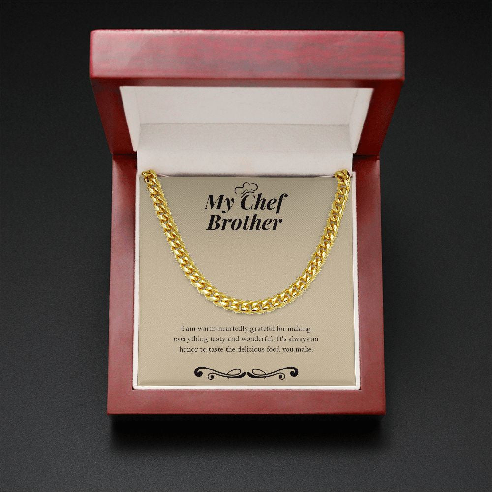 "Delicious Food You Make" Chef Brother Necklace Gift From Sister Sibling Cuban Link Chain Jewelry Box Birthday Christmas Valentines Thanksgiving