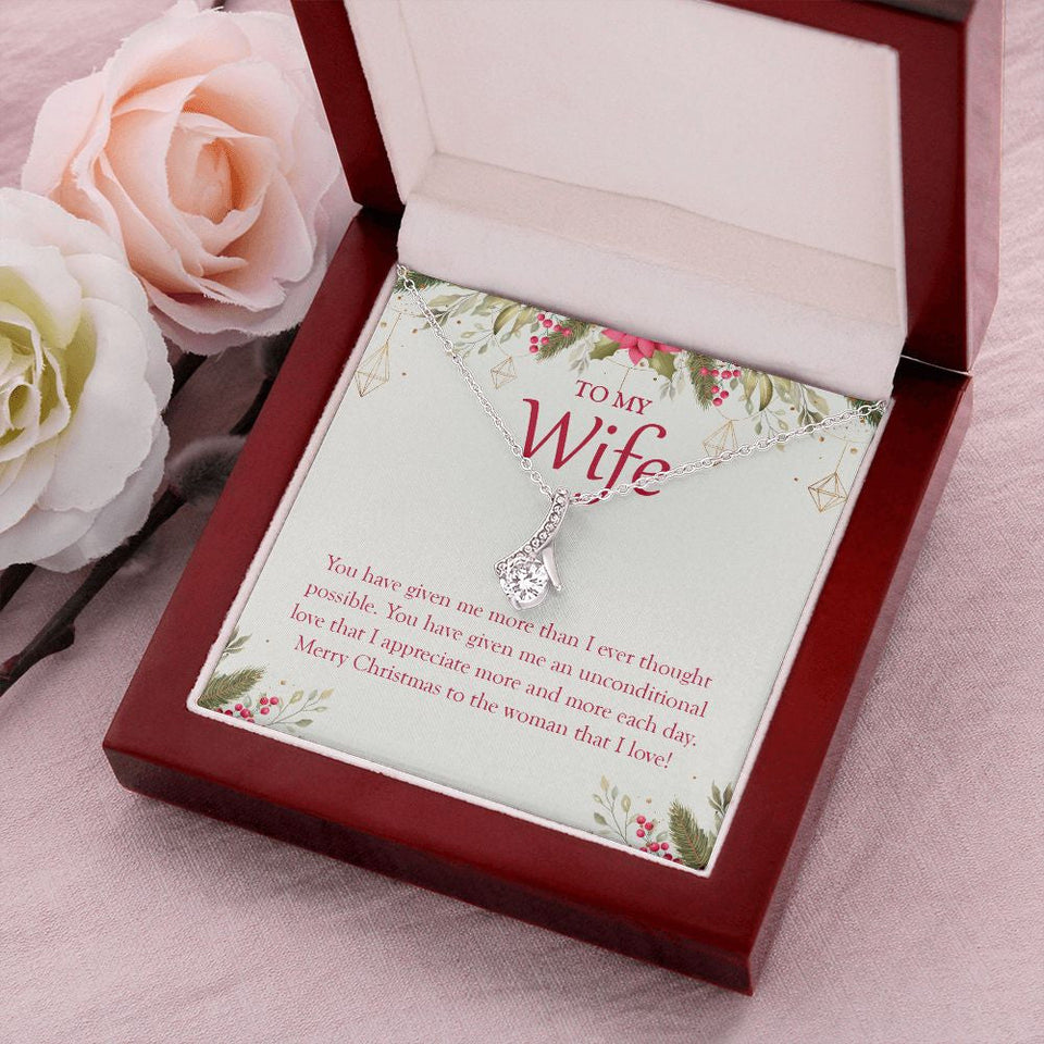 "Unconditional Love" Wife Christmas Necklace Gift From Husband Alluring Beauty Pendant Jewelry Box