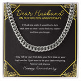 "Find You Sooner" Husband Golden Wedding Anniversary Necklace Gift From Wife Cuban Link Chain Jewelry Box