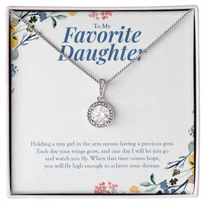 "A Precious Gem" Favorite Daughter Necklace Gift From Mom Dad Eternal Hope Pendant Jewelry Box Birthday Christmas Thanksgiving Graduation