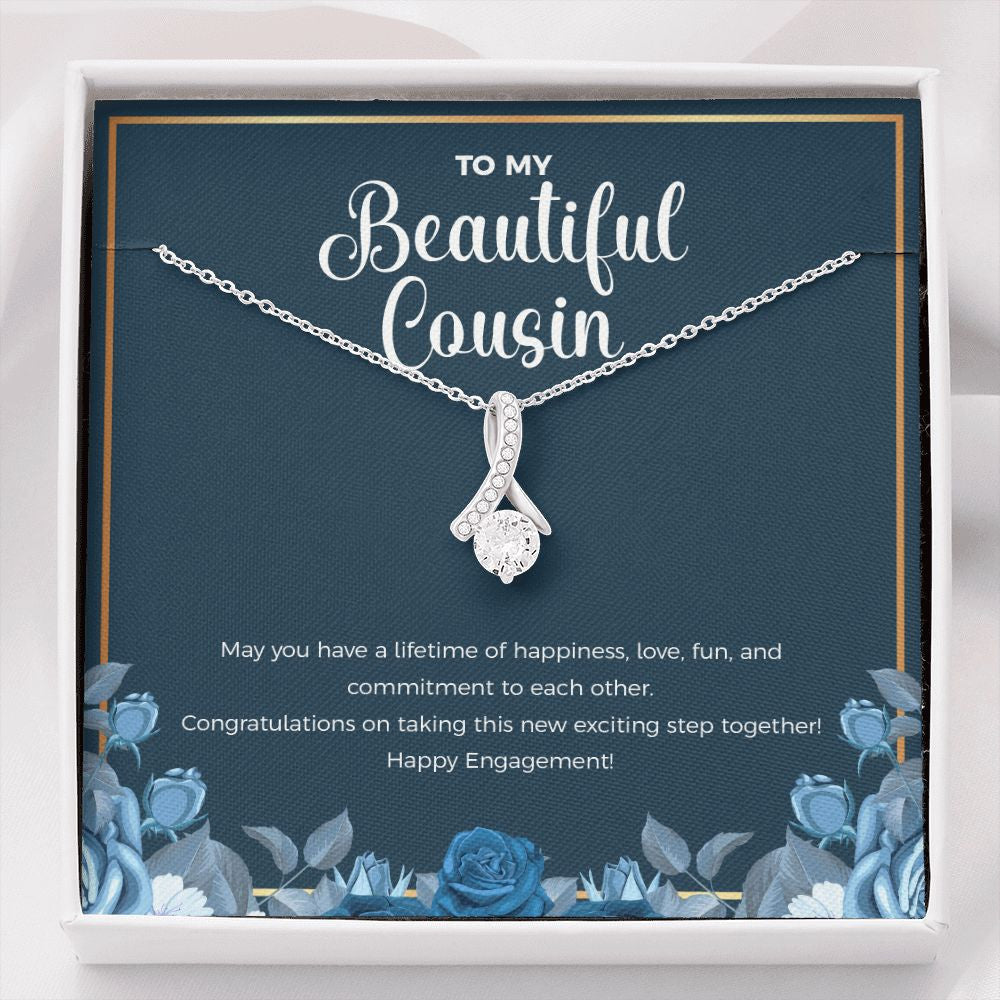 "Lifetime Of Happiness" Beautiful Cousin Engagement Necklace Gift Alluring Beauty Pendant Jewelry Box