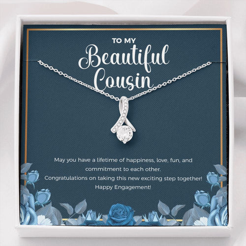 "Lifetime Of Happiness" Beautiful Cousin Engagement Necklace Gift Alluring Beauty Pendant Jewelry Box